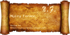 Nyiry Ferenc névjegykártya